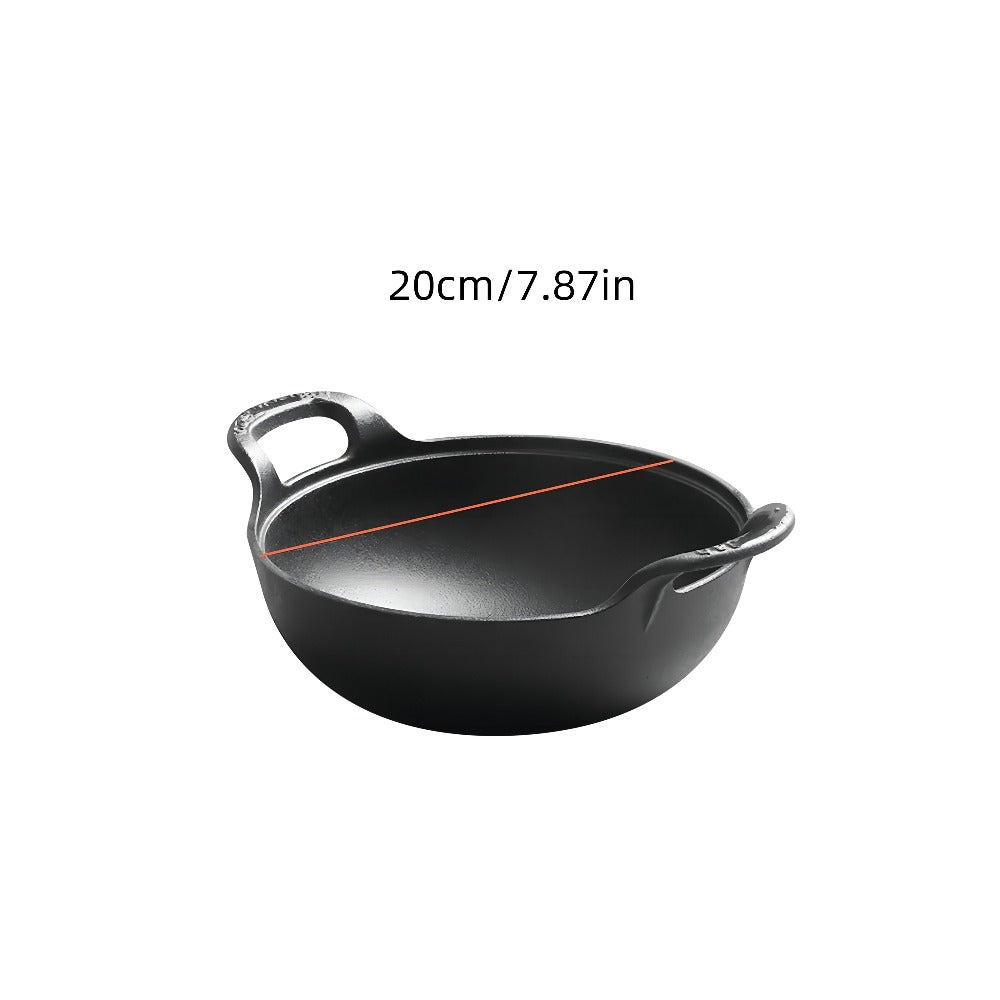Cast Iron Wok Skillet Non-Stick Deep Stir Fry Pan with Dual Handles - Heavy Duty Uncoated Traditional Cooking Pot Multi-Size 9.84 10.62 11.81 12.59 Inch for Home Outdoor Grilling B - product image 14