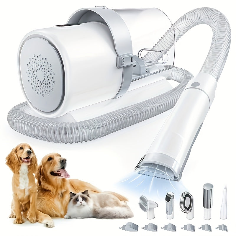 5-in-1 Grooming Kit for Dogs & Cats, 3 Suction Modes, Low-Noise, 5 Grooming Tools, Hair Clipper & Vacuum All-in-One – Pet Grooming Vacuum Cleaner with Cordless - product image