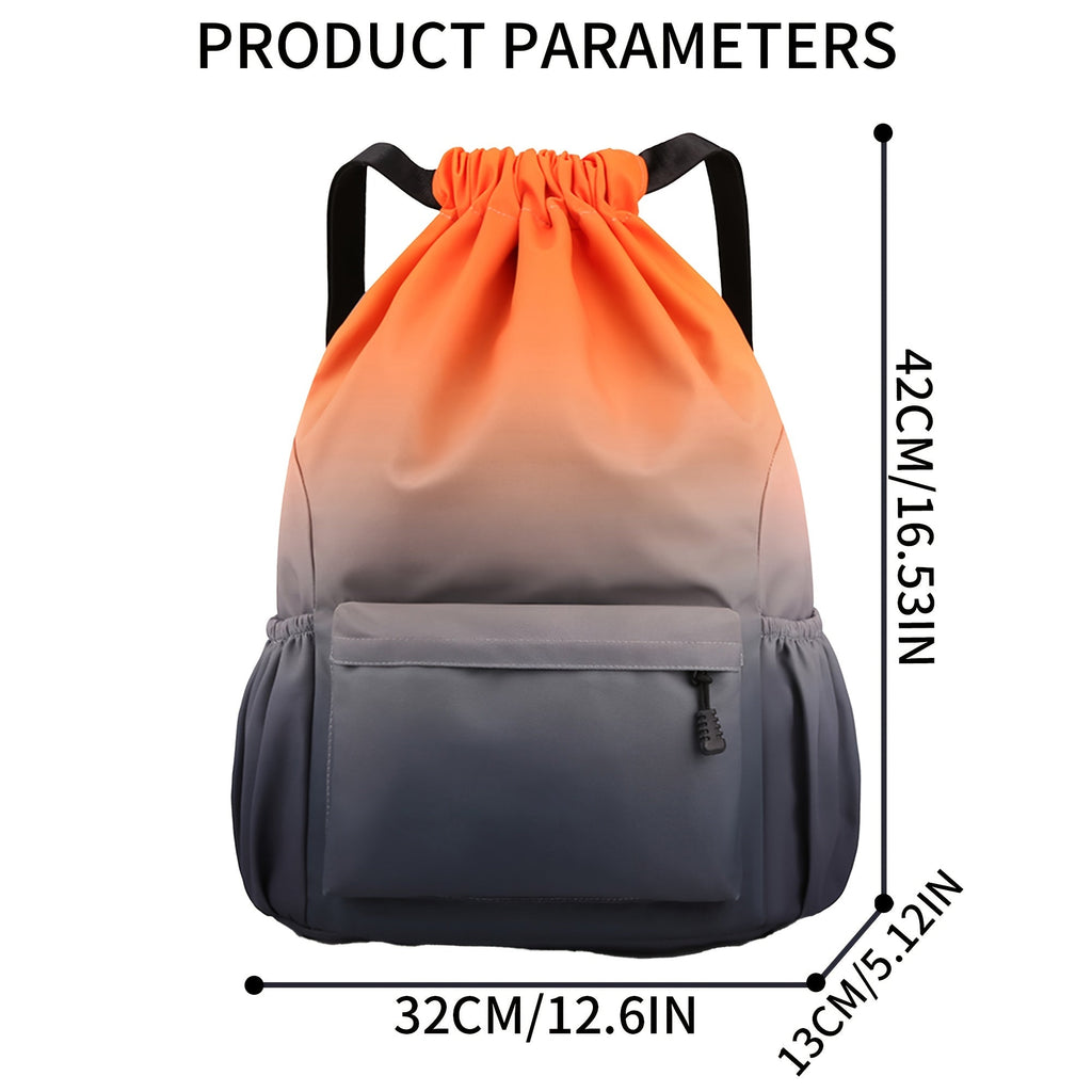 Drawstring Backpack Gym Bag | 4 Gradient Colors | Large Capacity Nylon Cinch Sack with Strap Pocket, Lightweight Training & Outdoor Travel Bag for Men Women