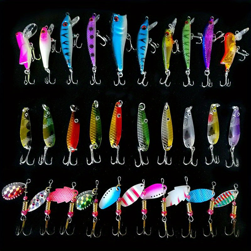 Spinner Bait Set 30-Piece Fishing Lures Kit – Premium ABS & Iron Spoon Lures – Trout – Hard Baits & Crankbaits for Bass – Crappie & Walleye – Sturdy Freshwater - product image