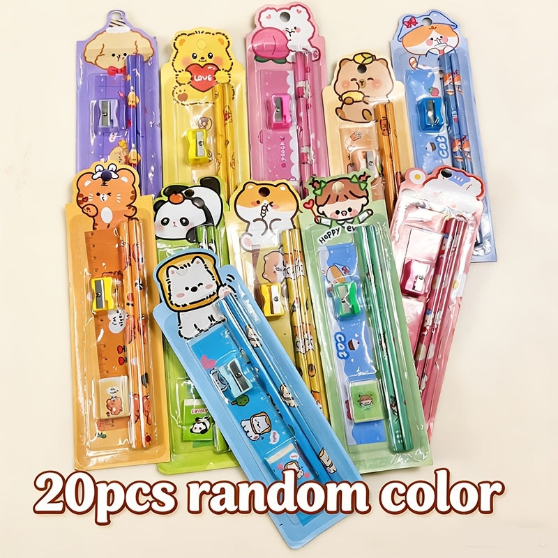 20-Piece Cartoon Pencil Stationery Set with Ruler Eraser Sharpener, Random Cartoon Styles, Kids School Supplies, Party Favor Prizes, Festival Gift Set for Students - product image 14