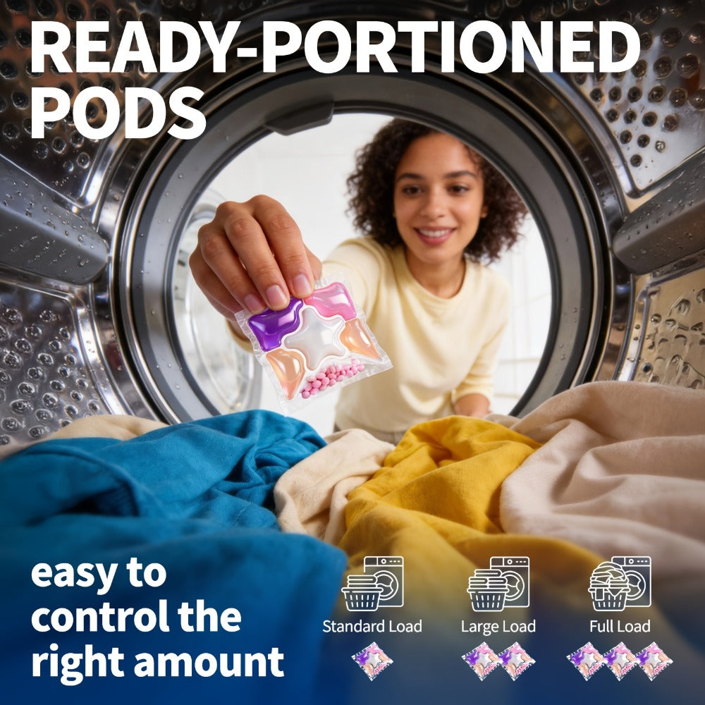 Laundry Pods 6-in-1 Concentrated – 60 Pcs 480g Deep Clean & Tough Stain Removal, Quick Dissolve No Residue, Spring Meadow Long-Lasting Fragrance, HE Compatible Washing Machine Dete - product image 5