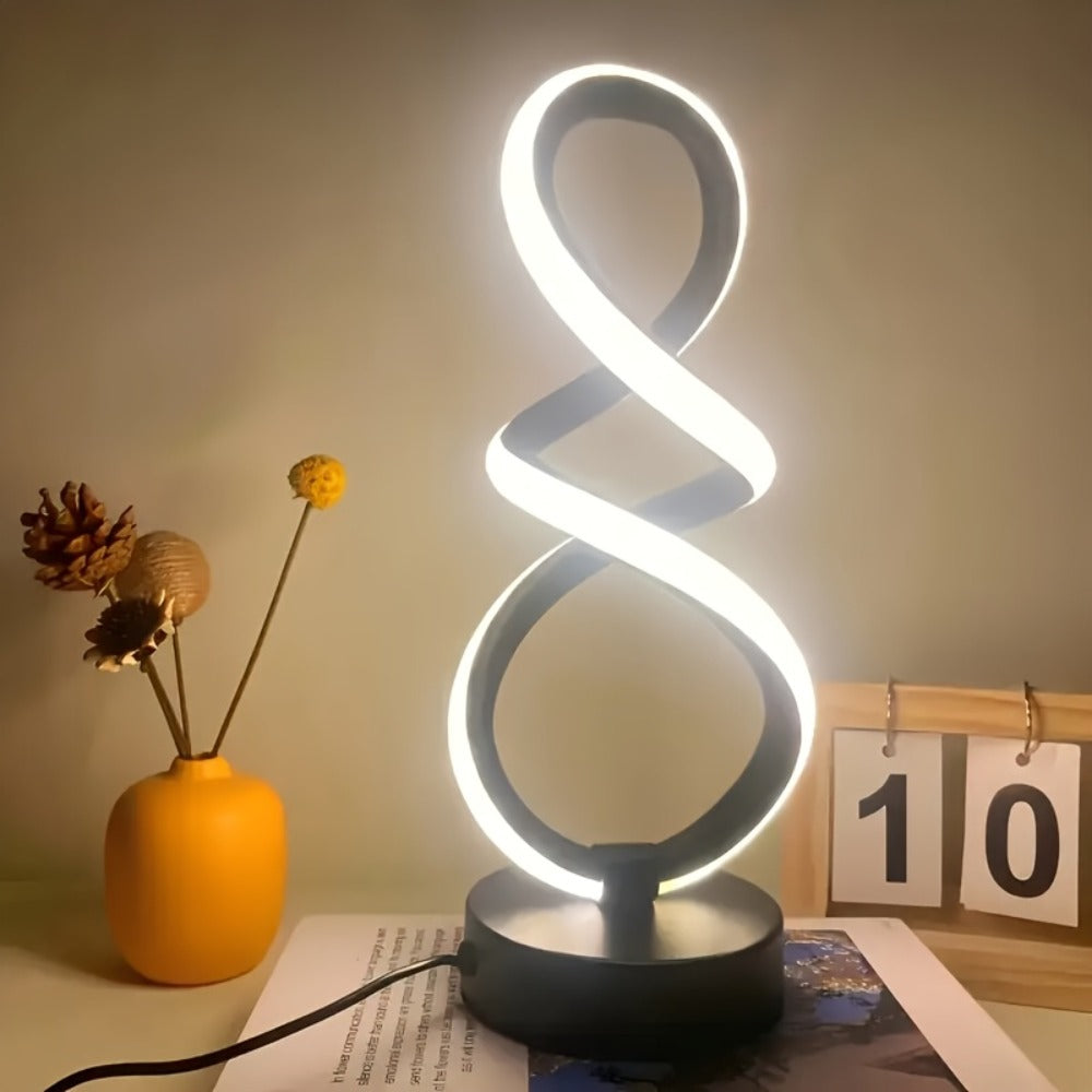 Spiral LED Table Lamp, Dimmable Push Button Control Desk Light for Bedroom Living Room Office, Modern Metal Base Indoor Accent Lamp, Unique Spiral Design Home Decor Gift for Christ - product image 2