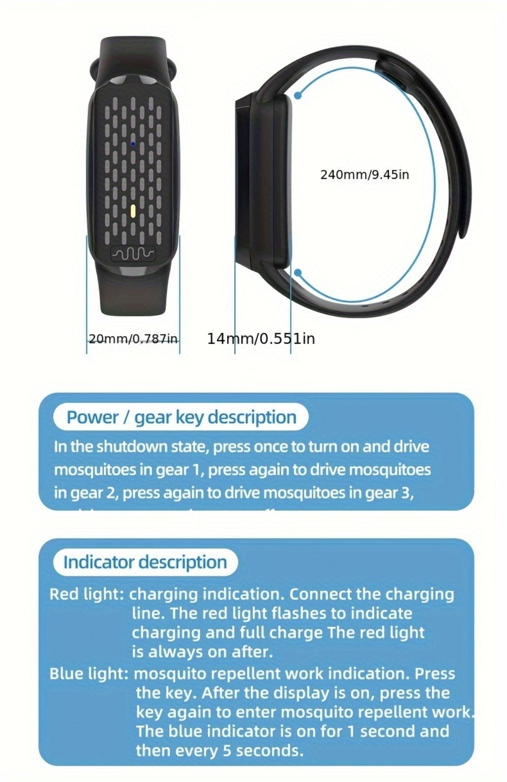 Ultrasonic Mosquito Repellent Bracelet 3-Pack – USB Rechargeable Intelligent Bug Repellent Wristband for Camping, Outdoor, Hiking & Travel, Waterproof Mosquito Control Bracelet for - product image 24