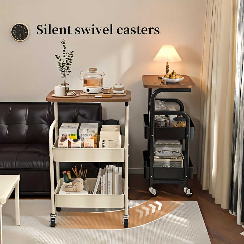 Three-layer Rolling Cart, Multi-functional Metal Storage Rack, Snack Rack, Durable Steel Frame, Portable Wheels, Suitable for Home or Office Use, Office - product image 9