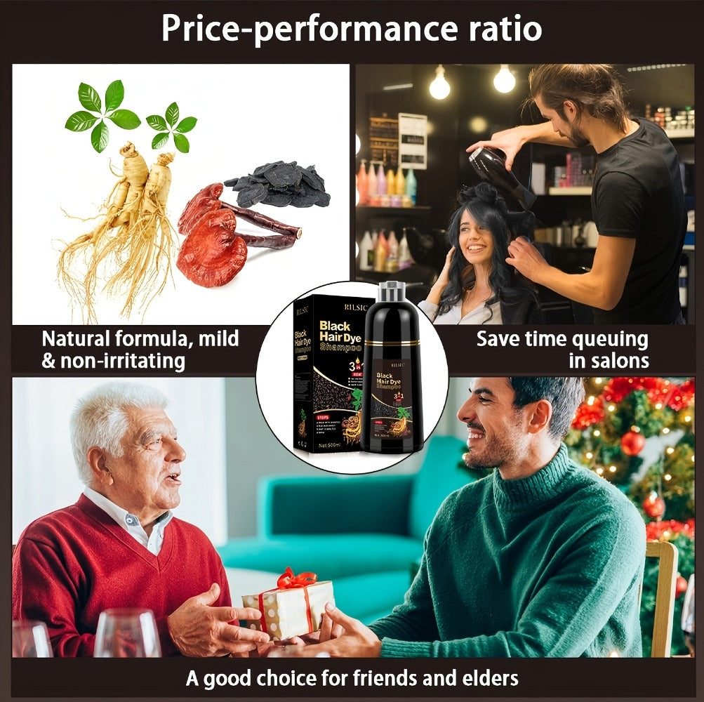 Grey Hair Dye Shampoo 3-in-1 Natural Plant-Based Herbal Formula — Non-Stick Scalp, Covers White Hair in Minutes, 500ml — Black, Dark Brown, Chestnut Brown for Men & Women - product image 20