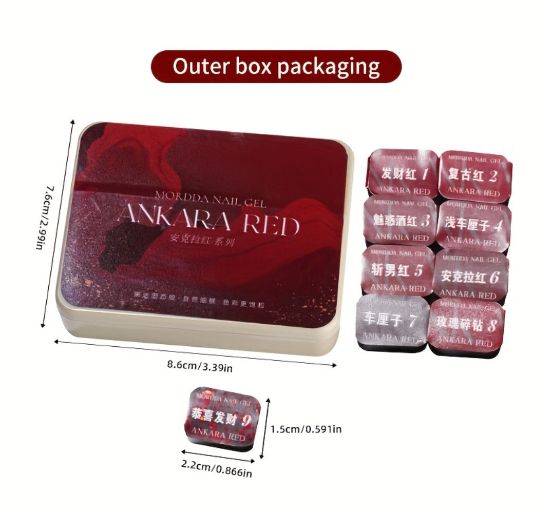 Gradient Gel Nail Polish Set 9pcs Ancola Red Collection – High Saturation Solid Gel, Shiny Gloss Finish, LED Curable Multifunctional Nail Gel | Spring Summer Ombre DIY Manicure Kit - product image 20