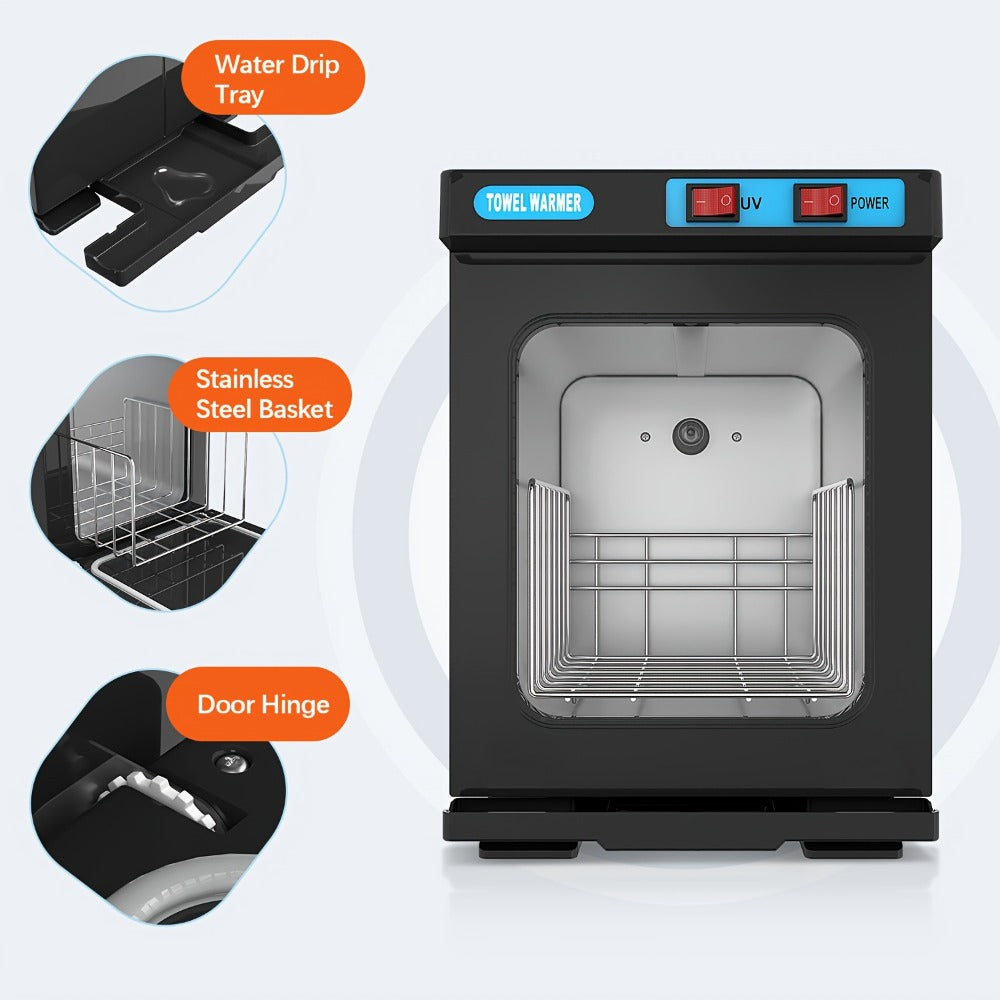 UV Hot Towel Warmer Cabinet 1.32 Gal 2-in-1 Heating & UV Sterilization — Freestanding Professional Spa Heater for Salon, Barber, Esthetician, Gym, Hotel & Home, Black & White - product image 6