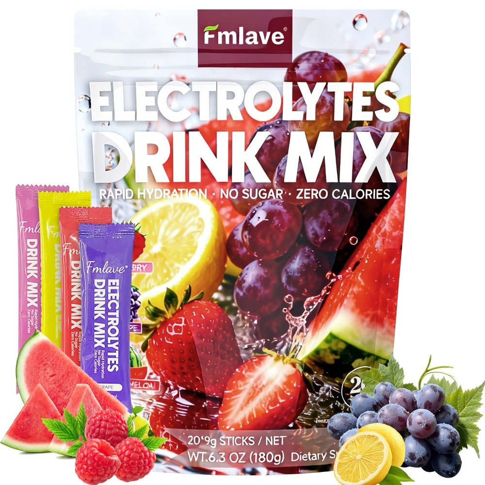 Electrolyte Drink Mix Powder - Zero Sugar, Zero Calorie Rapid Hydration with Vitamins C, B6 & B12 - 20 Single-Serving Sticks for Workouts, Travel & Daily Use - product image 8