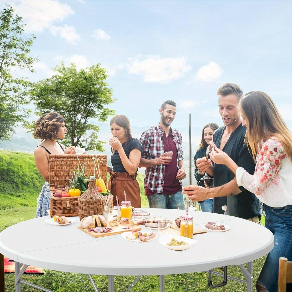 Round Folding Table 48" / 60" Bi-Fold HDPE 1.75" Thick Top Rust-Resistant Steel Frame for Wedding, Party & Commercial Events — 1, 2 or 4 Pack - product image 12