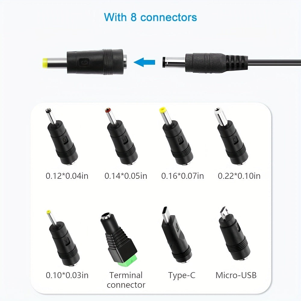 Universal 5V 2A Power Adapter 9-in-1 with 8 Tips - AC/DC 10W Power Supply Type-C Micro-USB Barrel Connectors for Router CCTV LED Strip TV Box - product image 3