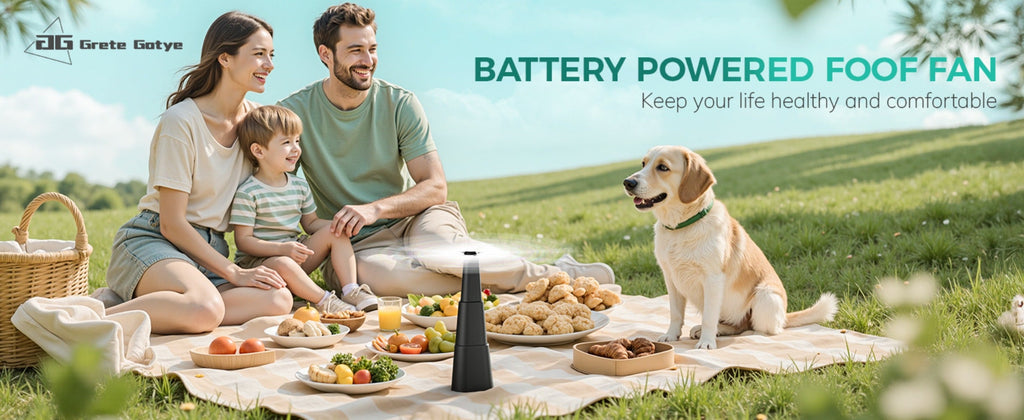 Outdoor Food Fan 4-Pack Battery Powered Silent Table Fan with Hook for Picnic BBQ Patio Party Restaurant Desktop Home Food Protection Black - product image 9