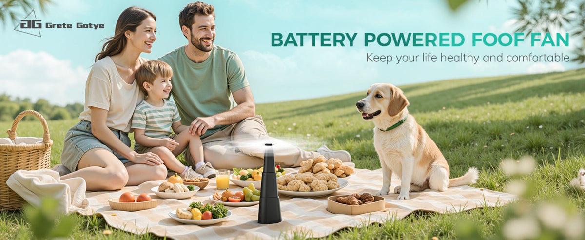 Outdoor Food Fan 4-Pack Battery Powered Silent Table Fan with Hook for Picnic BBQ Patio Party Restaurant Desktop Home Food Protection Black - product image 9
