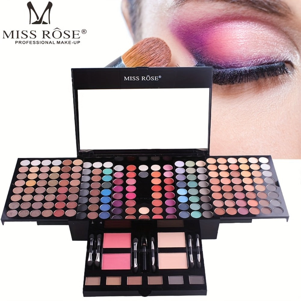 Makeup Palette Kit 190 Colors 4-in-1 Full Face Set – Eyeshadow Blush Powder & Eyebrow with 8 Professional Brushes & Mirror, Shimmer & Matte Shades, Complete Makeup Kit for Women Gi - product image 7