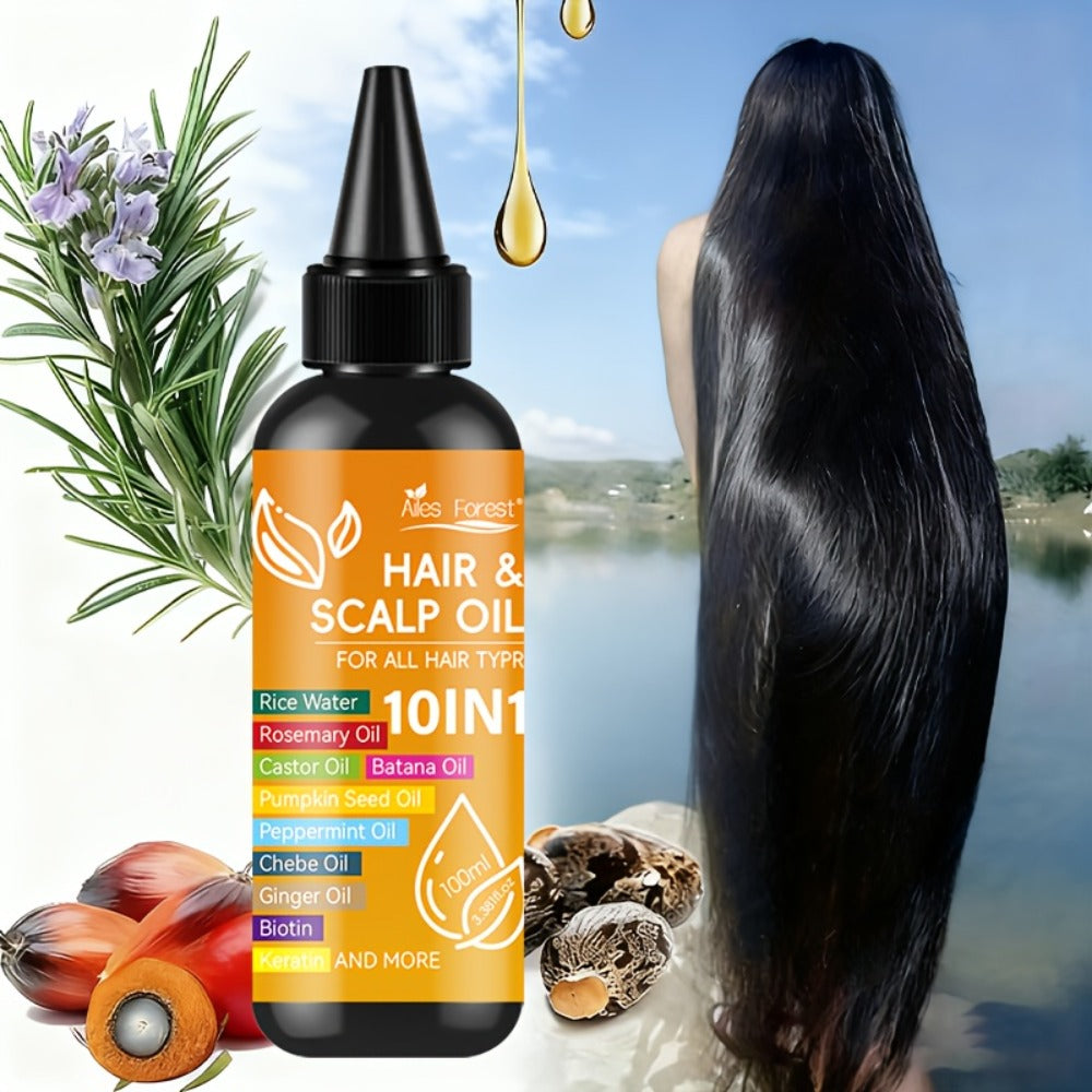 Rosemary Hair Growth Oil 10-in-1 with Batana, Rice Water, Biotin & Keratin — Moisturizing Anti-Frizz Smoothing Hair Treatment Oil for All Hair Types, 100ml / 3.38oz - product image 9