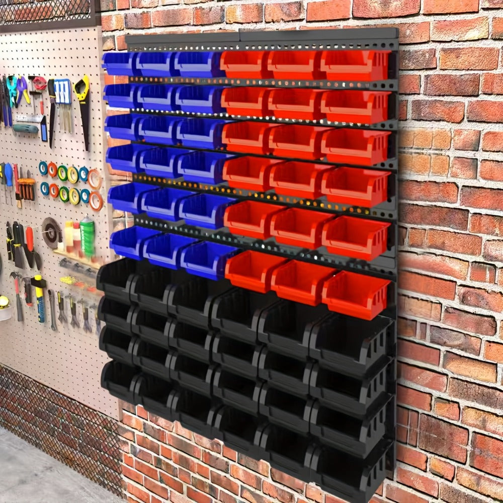 Wall Mounted Storage Bin Rack System – Heavy Duty Small Parts Organizer for Screws, Nuts, Bolts & Nails | Stackable Garage Workshop Tool Storage Rack | 30/60/90 Bins Hardware Organ - product image 16