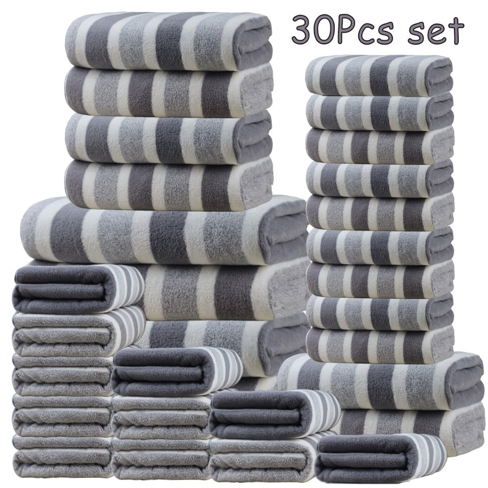 Bath Towel Set 30 Piece Coral Fleece Super Soft Quick Dry Fast Absorption Lightweight Large Wide Towels for Home Hotel Spa Gym Camping Christmas Gift Red Gray Green Navy Blue Purpl - product image 5