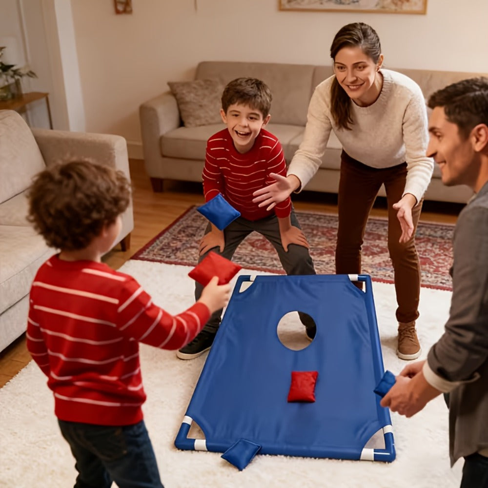 Portable Bean Bag Toss Game Set | 2 Collapsible Boards & 12 Bean Bags, Outdoor Party Backyard Camping Game for Kids & Adults | No Battery Required | Red & Blue - product image 8