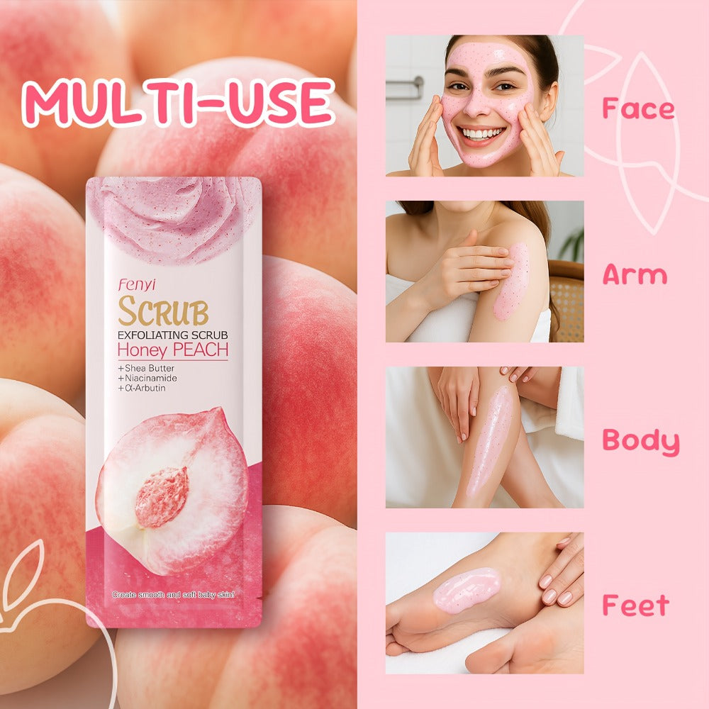 Exfoliating Body Scrub Peach Cream 50pcs Jojoba Bead Foot & Body Skin Gentle Cleansing Moisturizing Smooth Nourish Portable Travel Size Sachet - product image 7
