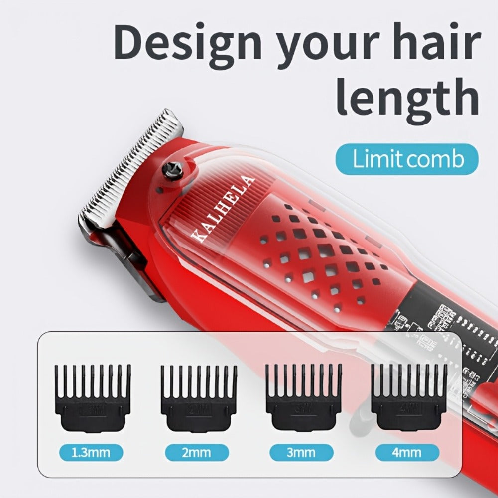 Retro Transparent Hair Clippers for Men – Electric Trimmer with LCD Display, USB Rechargeable Beard Clipper for Pompadour Fade Styles, Cordless Home Barber Tool, Red Black Blue - product image 19