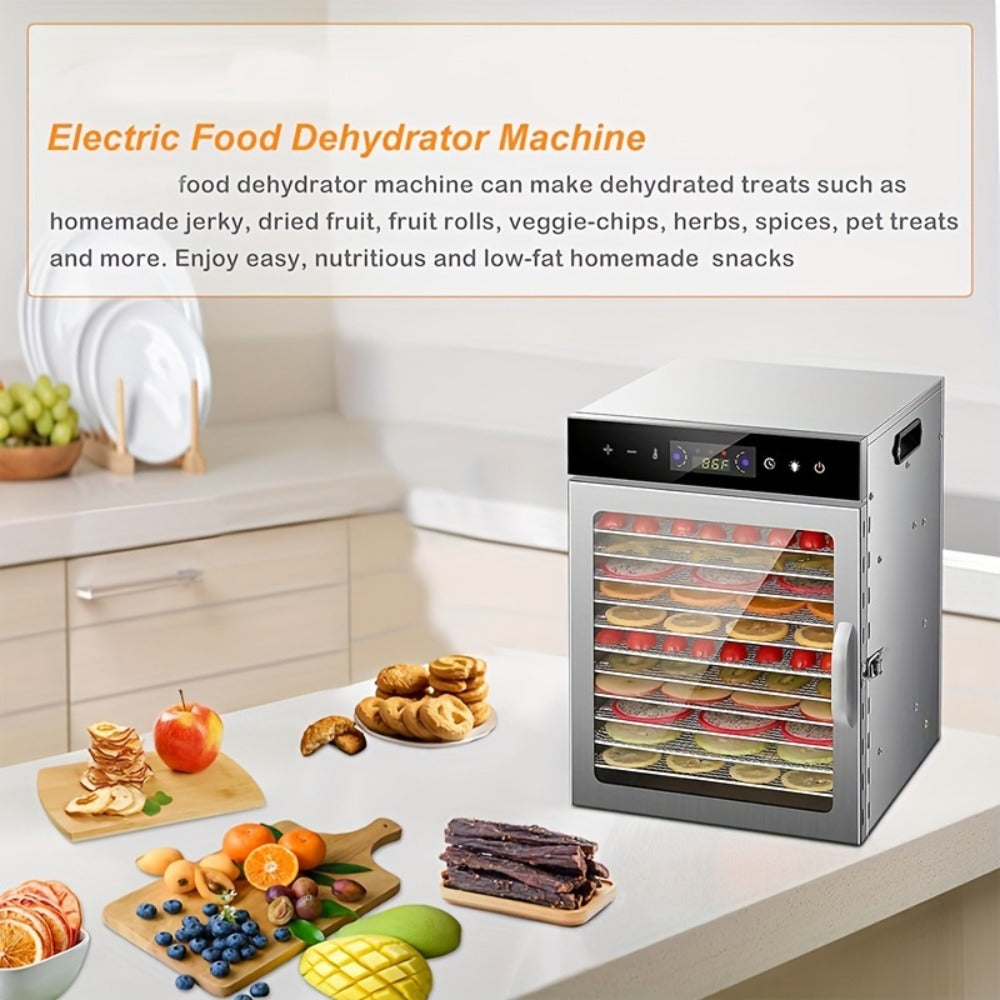 Food Dehydrator 12 Stainless Steel Trays 800W 24H Digital Timer 86-194°F Temperature Control 360° Hot Air Circulation for Jerky Fruit Herbs Vegetables with Recipe Book - product image 5