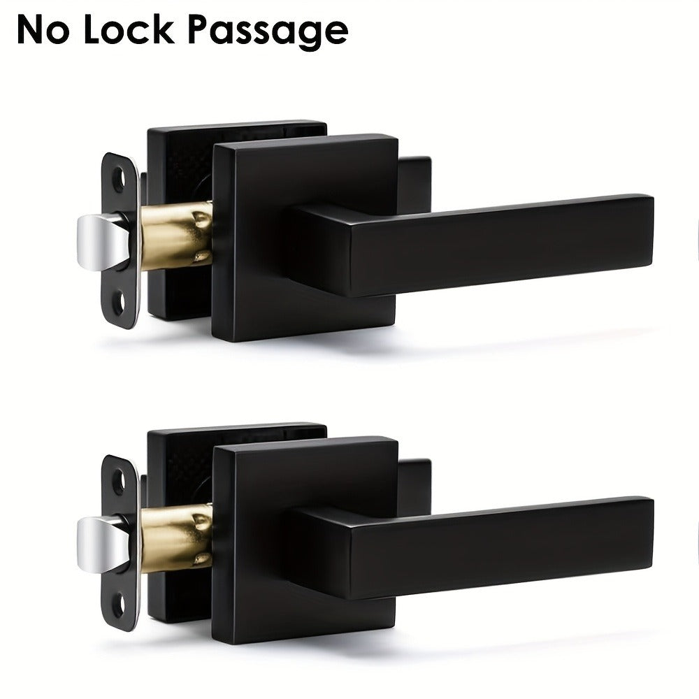 Matte Black Square Door Handle Set – Interior Passage Door Knob for Hall & Closet, Heavy-Duty Left & Right Hand Compatible, Modern Hardware - product image 3