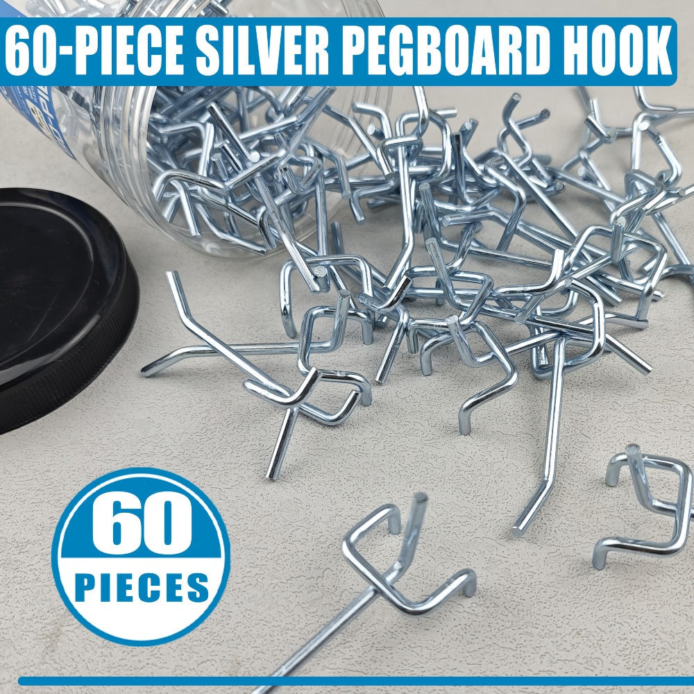 Pegboard Hooks 60pcs Stainless Steel 2 Inch Single Hole – 1-Inch Spacing Board Hooks for Tool Organization in Garage Workshop Warehouse Garden & Storage - product image 2