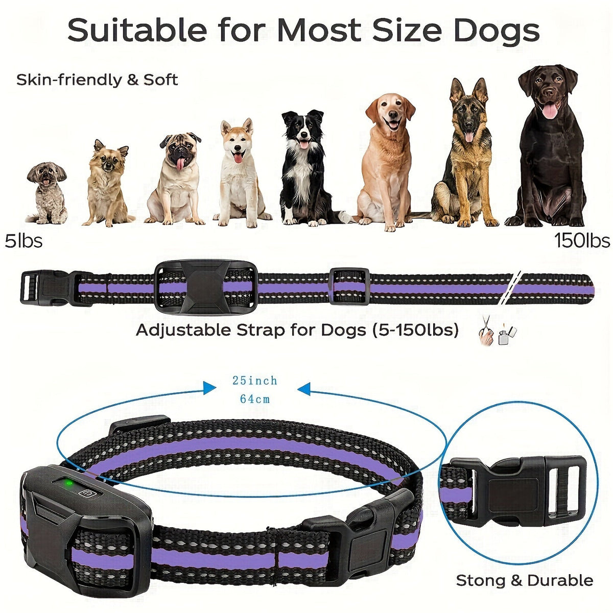 Dog Training Collar with Remote 3300ft Range – Adjustable Nylon Strap for Small to Large Dogs 5 – Rechargeable E-Collar with Vibration, Static & Beep Modes - product image 2