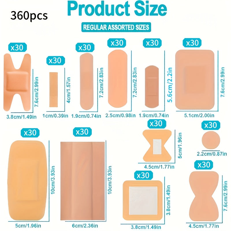 Adhesive Bandages 360pcs | Flexible Fabric Fingertip & Knuckle Bandages Set, Breathable Cloth Elastic First Aid Bandages in 12 Assorted Sizes, Spot Wound Care - product image 3