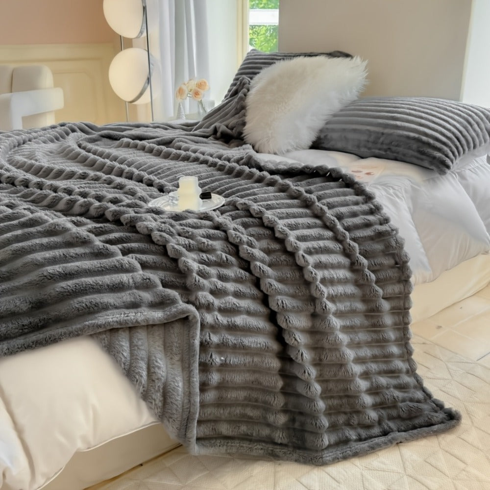Reversible Faux Rabbit Hair Blanket – Thickened Soft Thermal Throw for Bed, Nap, Office & Camping, All Season, 4 Colors, 5 Sizes - product image 10