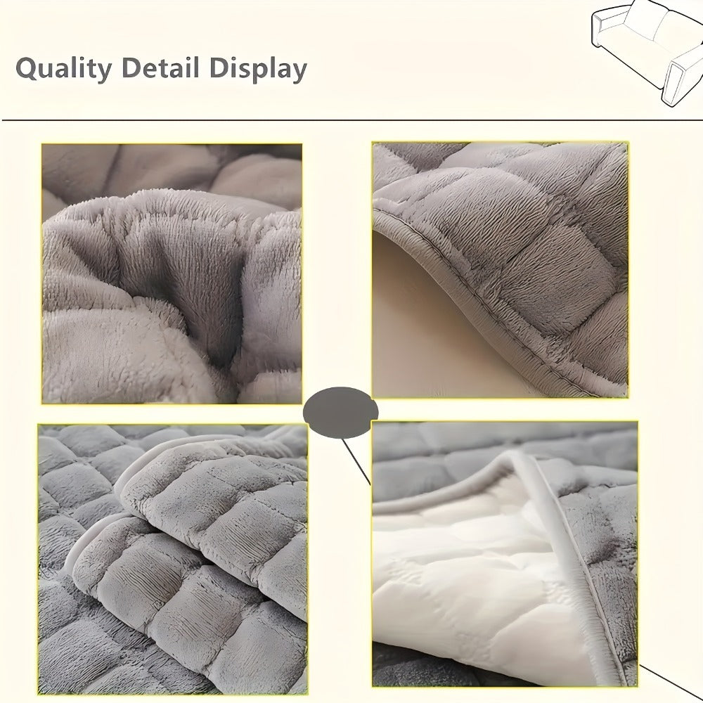 Quilted Flannel Velvet Sofa Cover 2pcs Set | Luxurious Jacquard Couch Cover, Soft Furniture Protector, Pet Friendly Machine Washable, All Season, Living Room Bedroom Office - product image 20