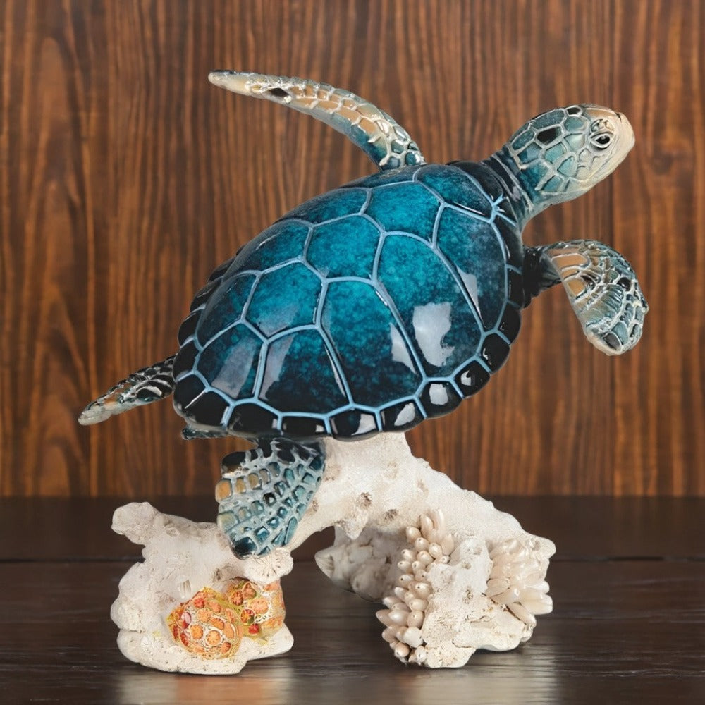 Sea Turtle Figurine Polyresin Home Decor, 4.75" Upward Swimming Turtle Sculpture for Living Room, Bedroom, Office & Bathroom, Unique Collectible Gift for Housewarming, Birthday & H - product image 5