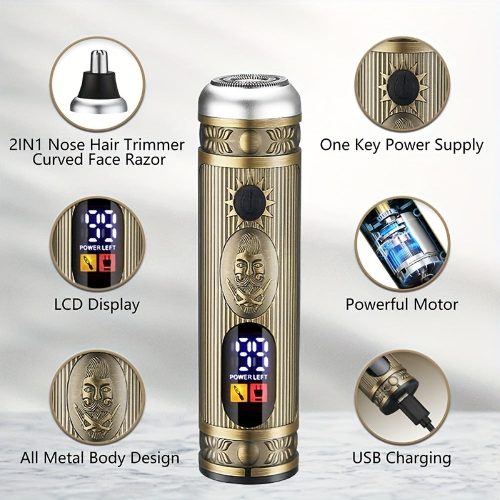 Professional Hair Clippers Trimmer Set for Men - T-Blade Trimmer Nose Hair Trimmer Electric Razor LCD Display USB Rechargeable Zinc Alloy Ergonomic Grooming Kit Bronze - product image 6