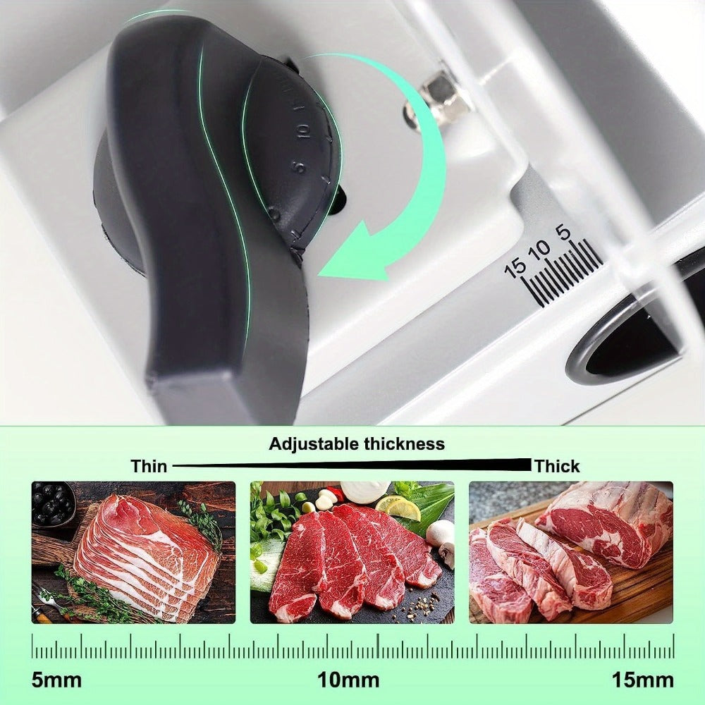 Electric Deli Food Slicer with Removable Stainless Steel Blades – Adjustable Thickness Meat Slicer for Home, Easy to Clean, Slices Cold Cuts, Cheese, Bread & Fruit - product image 2