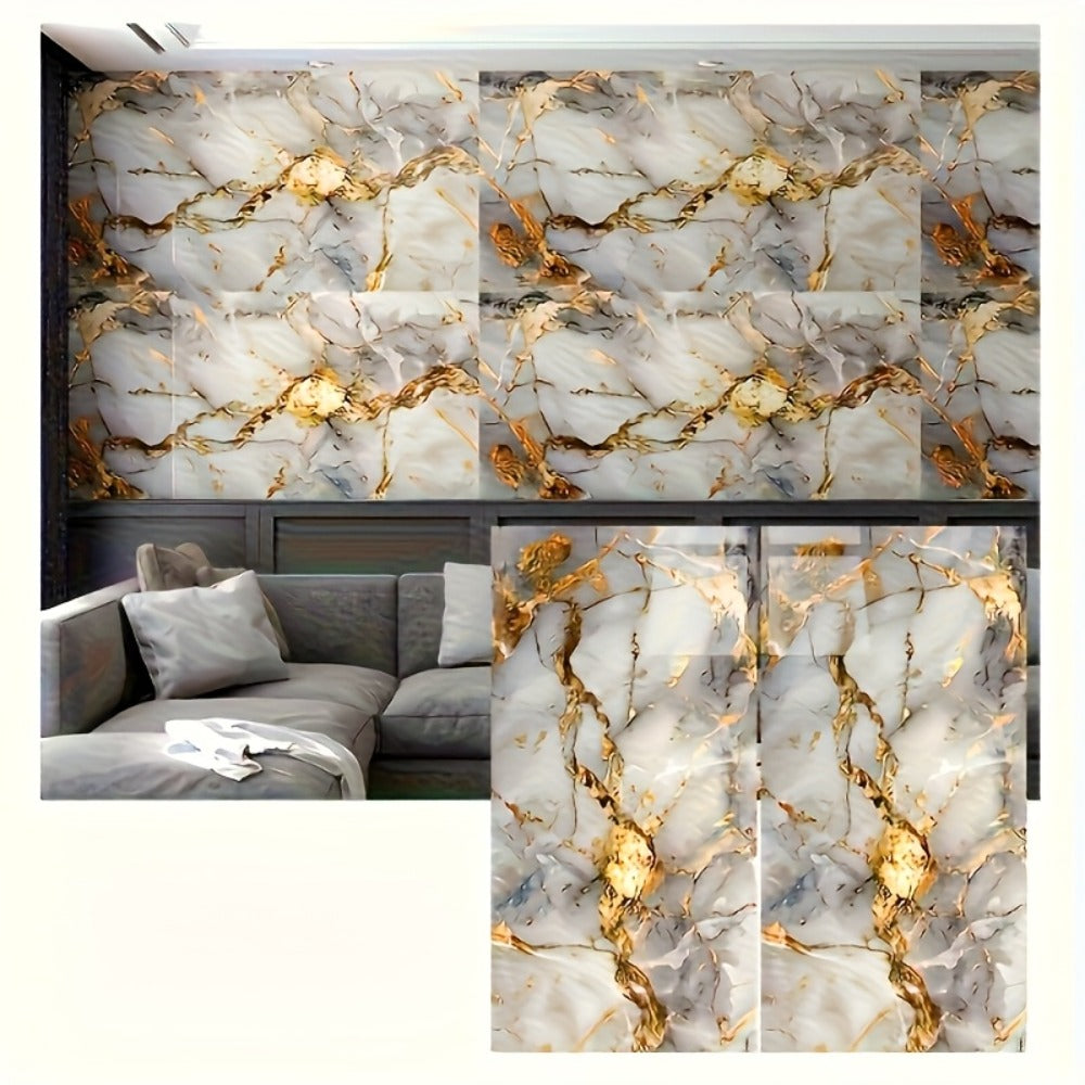 Peel and Stick Marble Tile Stickers – Self Adhesive Foam Wall Tiles for Bathroom Kitchen Office Bohemian Home Decor (50/100pcs, White/Gray/Black/Blue Gold) - product image 10