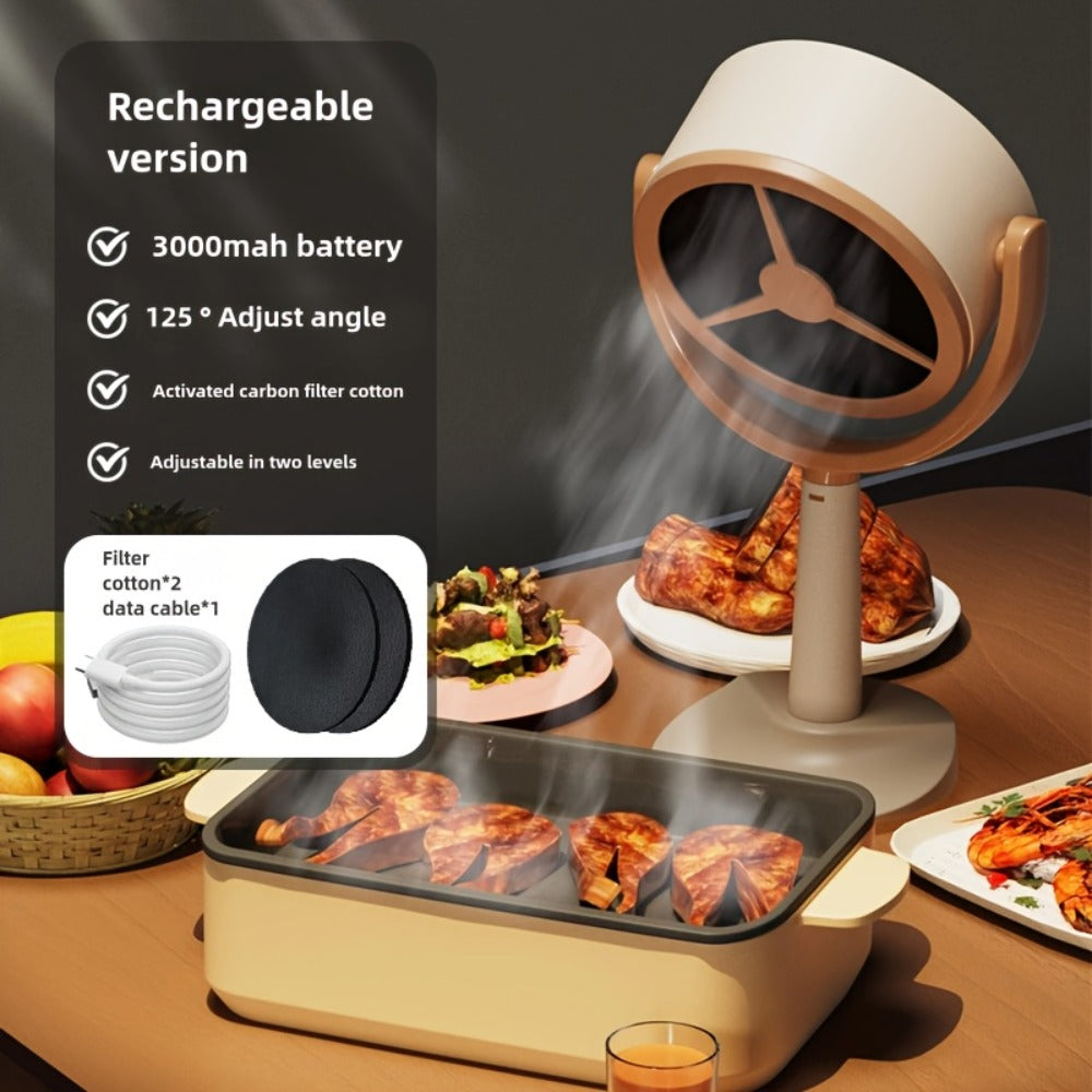 Portable USB Range Hood Handheld Exhaust Fan – Compact Smoke Absorber with 2 Filter Screens for BBQ, Hotpot, Desktop & Travel, Rechargeable Cordless - product image 3