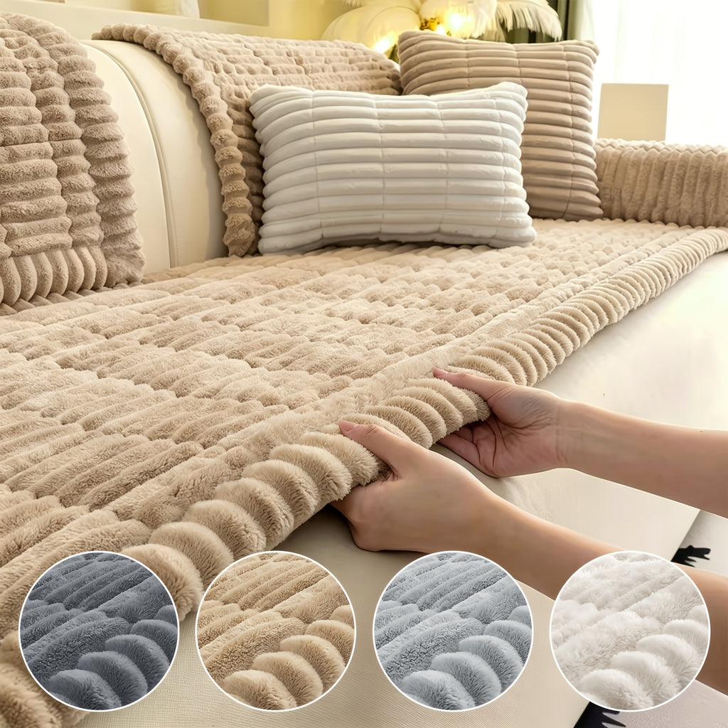 1pc Soft Quilted Thick Sofa Cushion, Bohemian Style Removable Machine Washable Sofa Protector, All Season Pet Friendly 1/2/3/4 Seater Split Sofa Cover - product image
