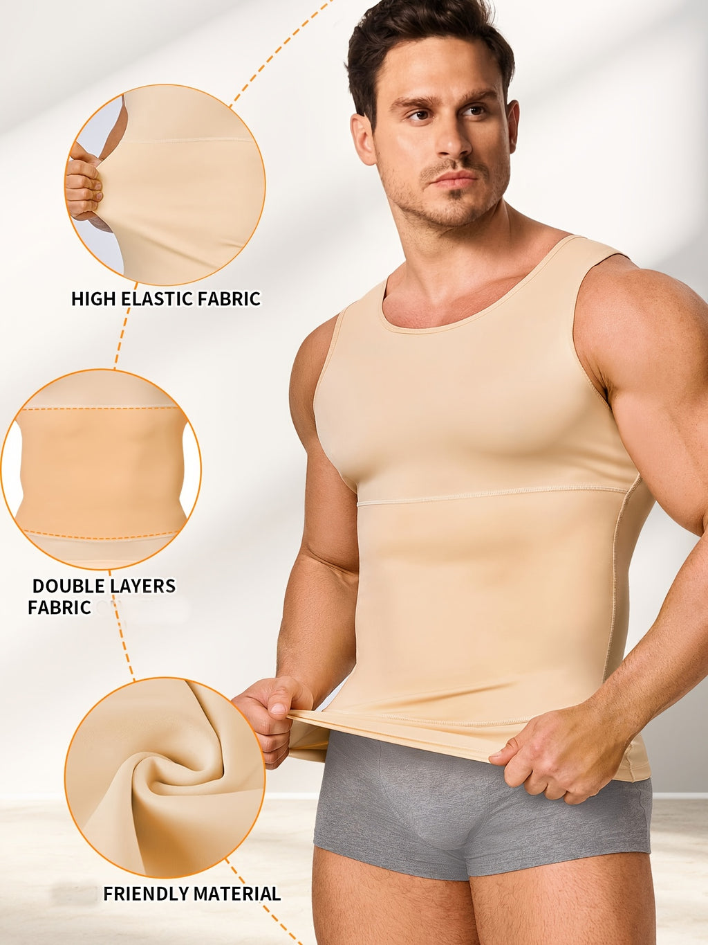 Men' Compression Shirt & Body Shaper Vest - High-Elastic Workout Tank Top with Abdominal Toning, Tight-Fit Shirt Suitable for Gym, Post-Surgery, Year-Round - product image 14