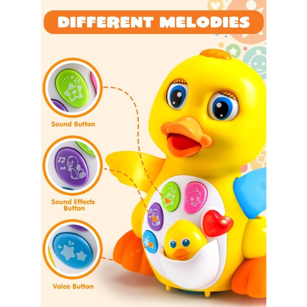 Dancing Walking Musical Duck Baby Toy with Music & Lights | Interactive Light Up Learning Toy for Infants & Toddlers 6 Months+, Sensory Crawling & Walking Toy, Perfect Christmas & Baby Shower Gift