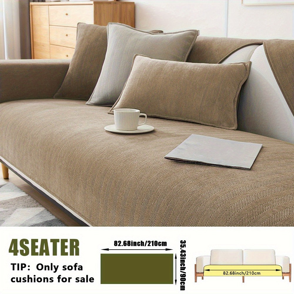 Chenille Ribbed Sofa Cover - Pet Friendly Non-Slip Machine Washable Soft Stretch Slipcover for 1-4 Seater Sectional Sofa Living Room Bedroom Office, 9 Colors - product image 59