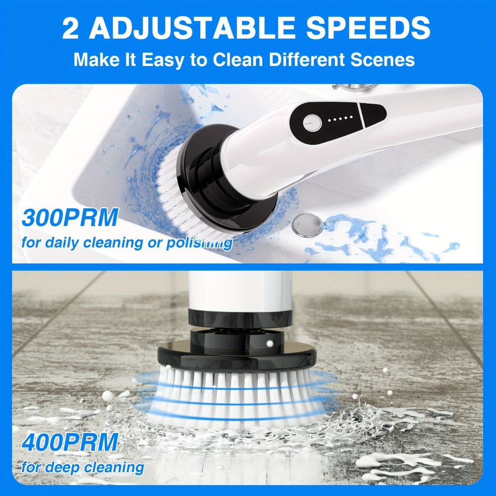 Electric Spin Scrubber Cordless, 7-in-1 Cleaning Brush with 7 Replaceable Heads, Dual Speed Adjustable, USB Rechargeable, Detachable Telescopic Handle for Bathroom Tile Kitchen Tub - product image 5