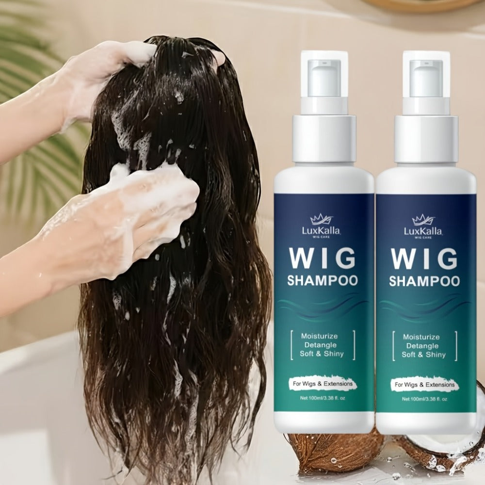 Synthetic Hair Shampoo 2-in-1 Deep Cleansing Revitalizing Moisturizing Detangling | Soak & Rinse Formula for Wigs Hair Extensions Braids | 2-Pack Value Set - product image