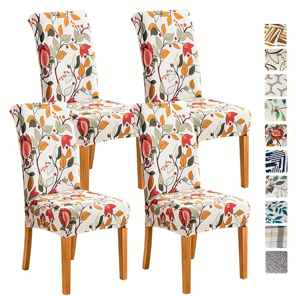 Dining Chair Covers Slipcovers Set of 4 or 6 - Spandex Stretch Milk Velvet Removable Washable Parsons Chair Protector | Anti-Slip Elastic Band | Multiple Prints | Kitchen Dining Ro - product image