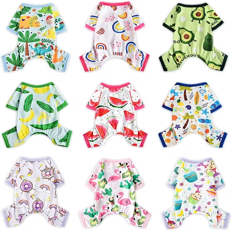 Dog Pajamas Set of 2 | Soft Puppy PJs Jumpsuit for Small Dogs Cats Chihuahua Yorkie, Cute Pet Sleepwear Onesie for Spring Summer, Mixed Colors XS-XXL Pet - product image