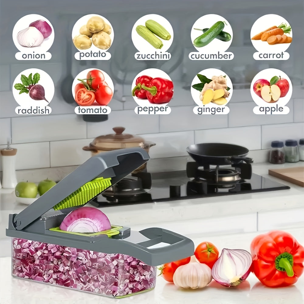 16-in-1 Manual Vegetable Chopper Set, With 8 Blades, Container, Peeler and Filter, Easy Meal Preparation, Professional Onion, Carrot and Garlic Slicer, Kitchen - product image 6
