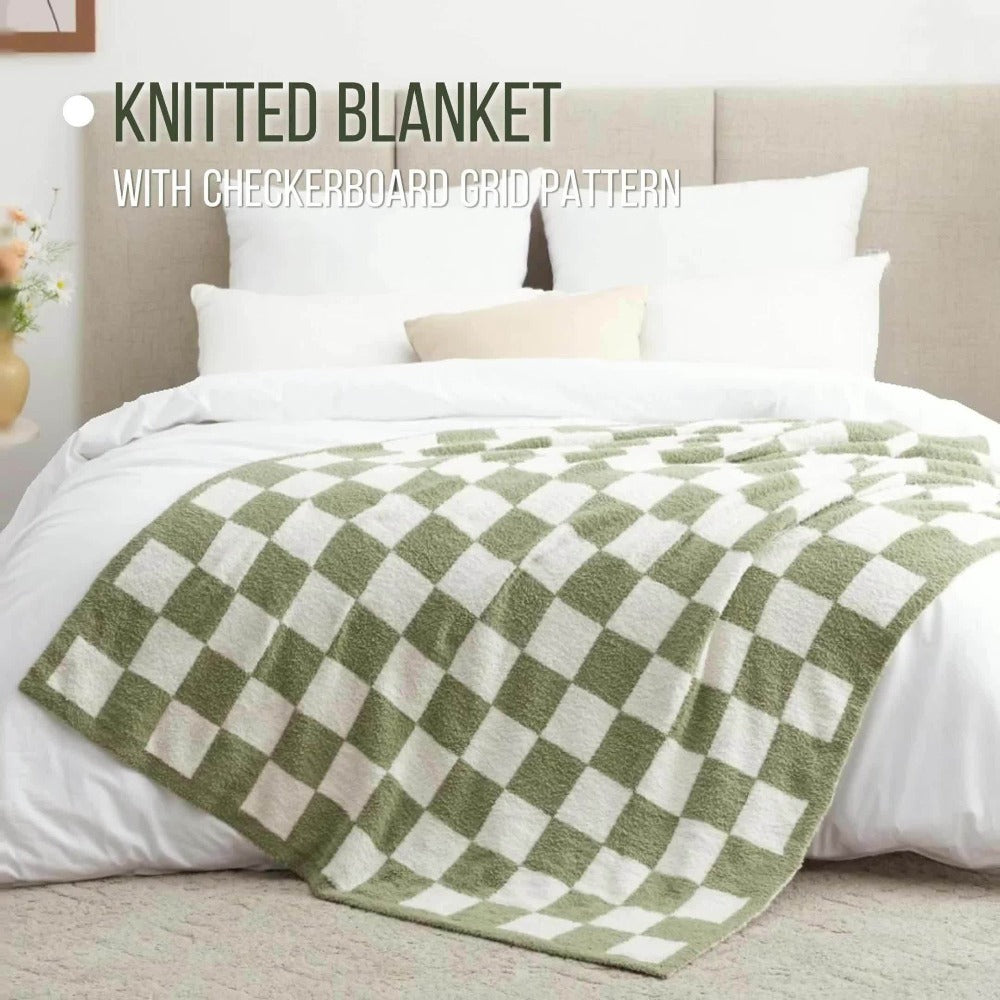 Jacquard Knit Checkered Blanket – Soft Cozy Fluffy Plaid Throw for Couch, Bed & Sofa, All Seasons, 4 Colors, Throw to King Size - product image 11