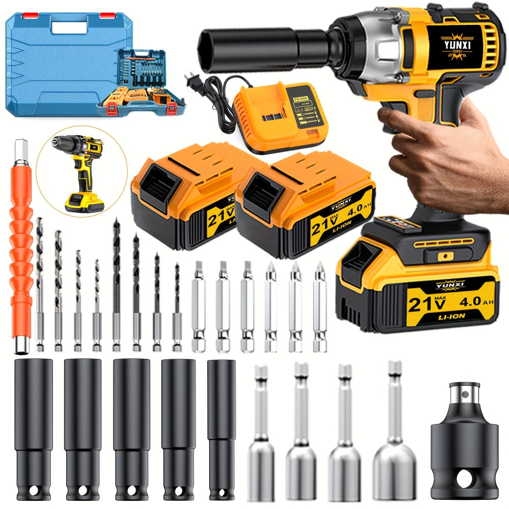 21V Cordless Drill Brushless Impact Wrench Multifunctional – Lithium Battery, Quick Charger, Variable Speed, Tighten Screws & Bolts, Compact Power Tool for Home, Car Repair & DIY – - product image 2