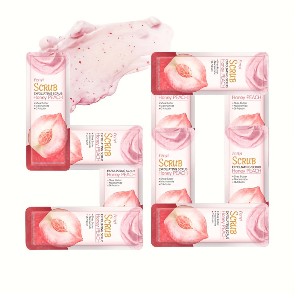 Exfoliating Body Scrub Peach Cream 50pcs Jojoba Bead Foot & Body Skin Gentle Cleansing Moisturizing Smooth Nourish Portable Travel Size Sachet - product image 5