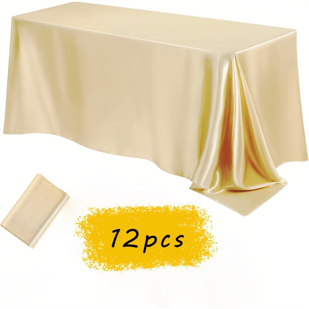 Satin Tablecloth 12pcs 57"x102" Rectangular Silky Smooth Fabric Table Cover for Wedding Banquet Birthday Party Holiday Event - product image 14