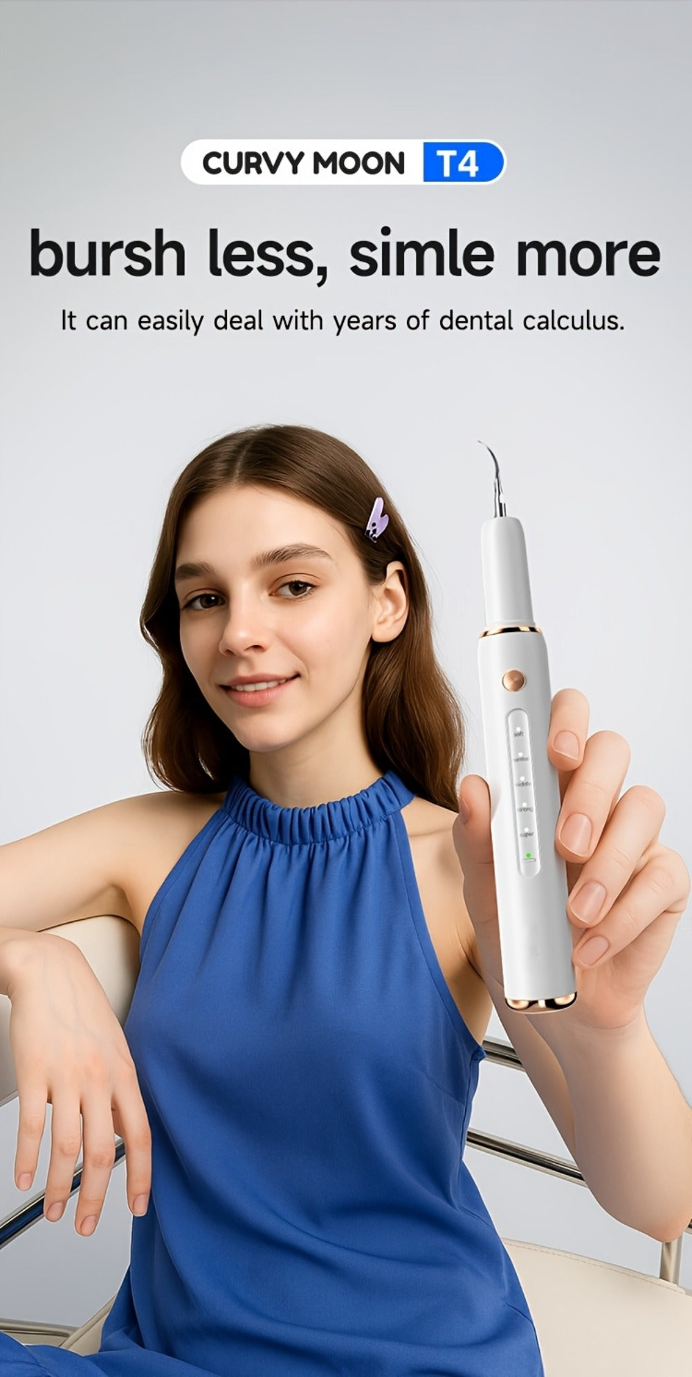 Ultrasonic Tartar Remover Electric Tooth Cleaner 5-Speed IPX6 Waterproof USB Rechargeable Dental Scaler with LED Light Mirror 2 Tips Plaque Stain Removal Tool for Home Oral Care Ad - product image 11